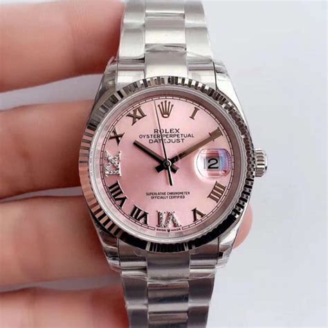 rolex women's pink face watch|Rolex 34 datejust pink face.